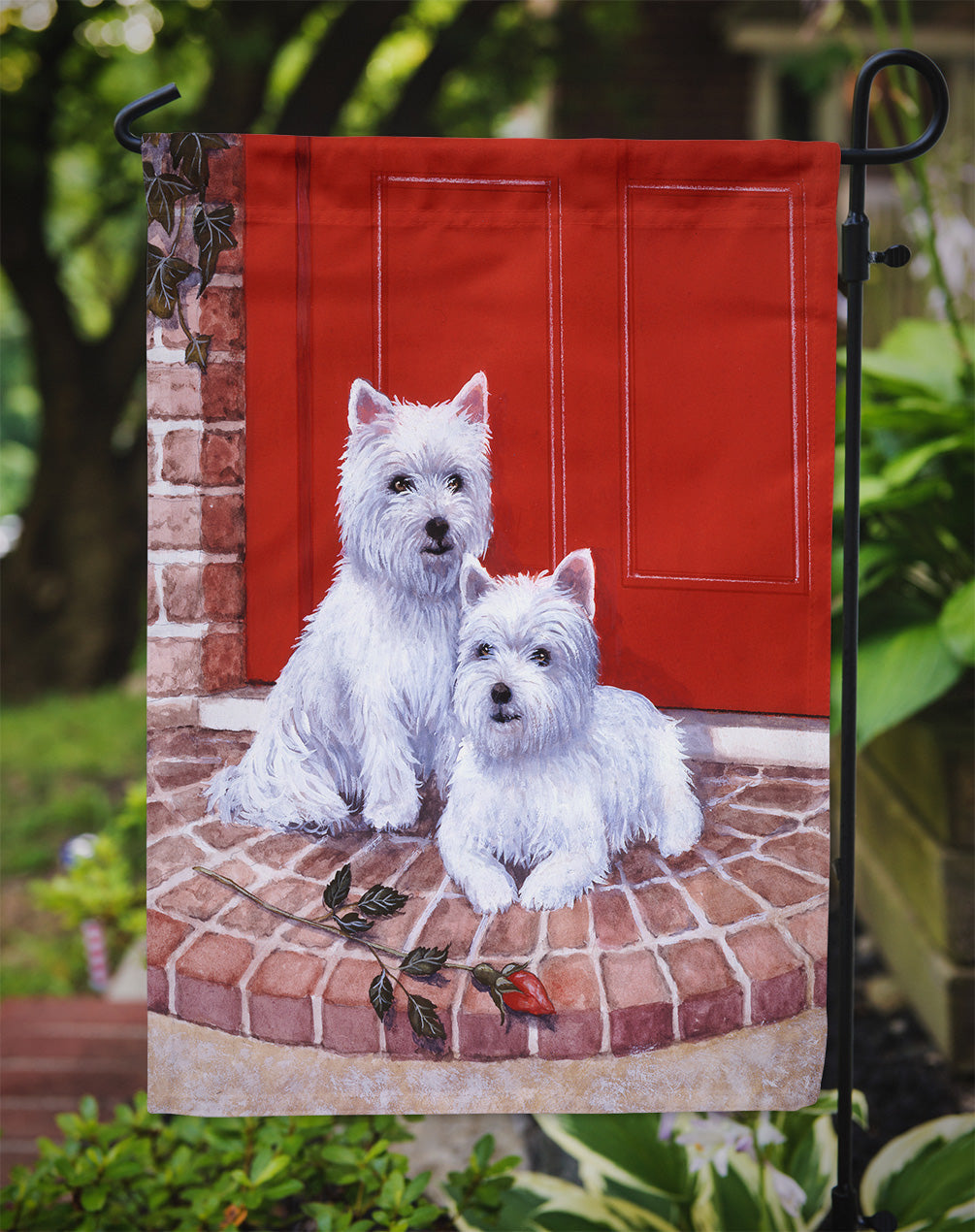 Red Door Westies Garden Flag Mailbox Decorative Yard Banner Outside Patio Artwork for Flower Beds, Garden Size, Multicolor