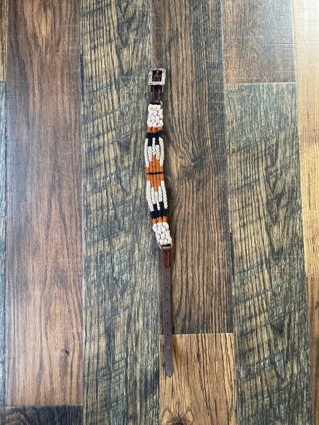 Corded Leather Dog Collar - Tan/Black