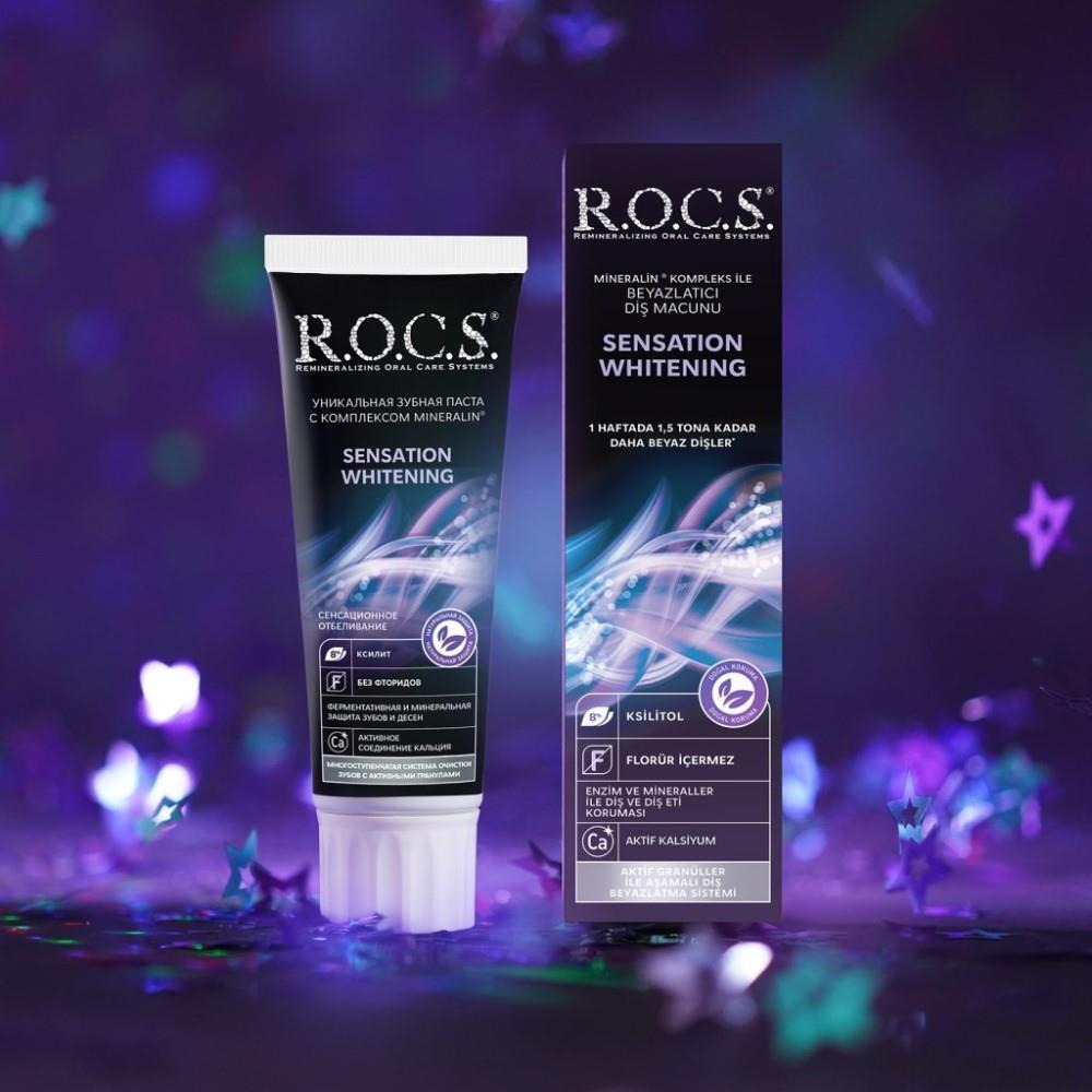 ROCS Whitening Toothpaste for Adults - Natural, Fluoride-Free Oral Care with Active Granules