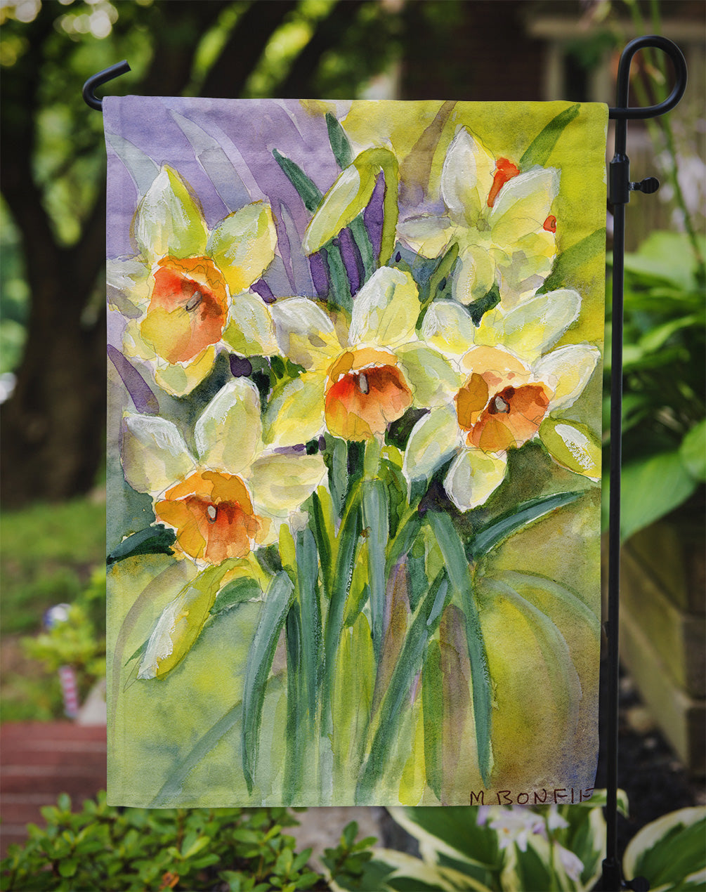 Daffodils by Maureen Bonfield Garden Flag Mailbox Decorative Yard Banner Outside Patio Artwork for Flower Beds, Garden Size, Multicolor