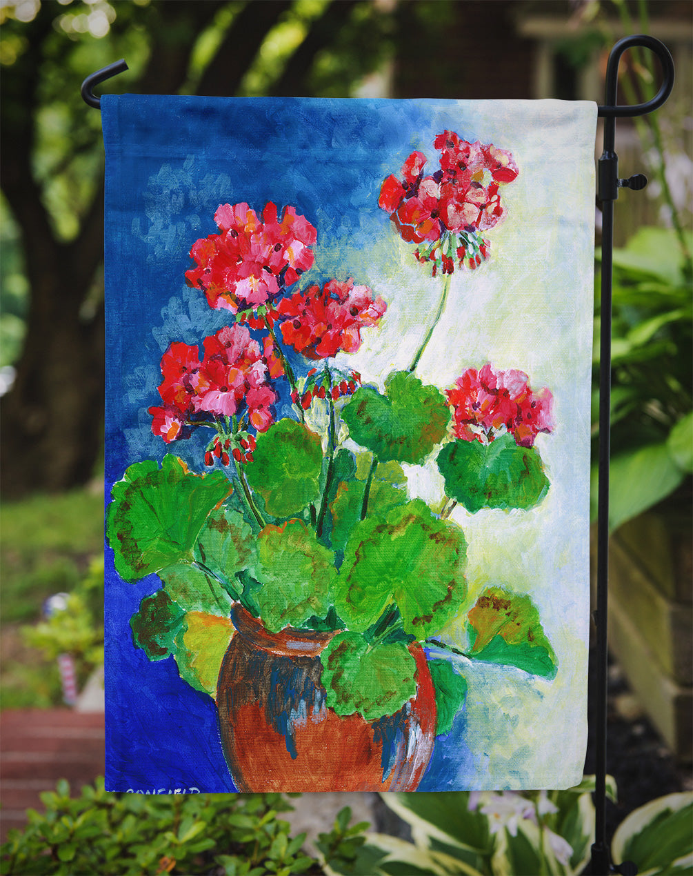 Geraniums by Maureen Bonfield Garden Flag Mailbox Decorative Yard Banner Outside Patio Artwork for Flower Beds, Garden Size, Multicolor
