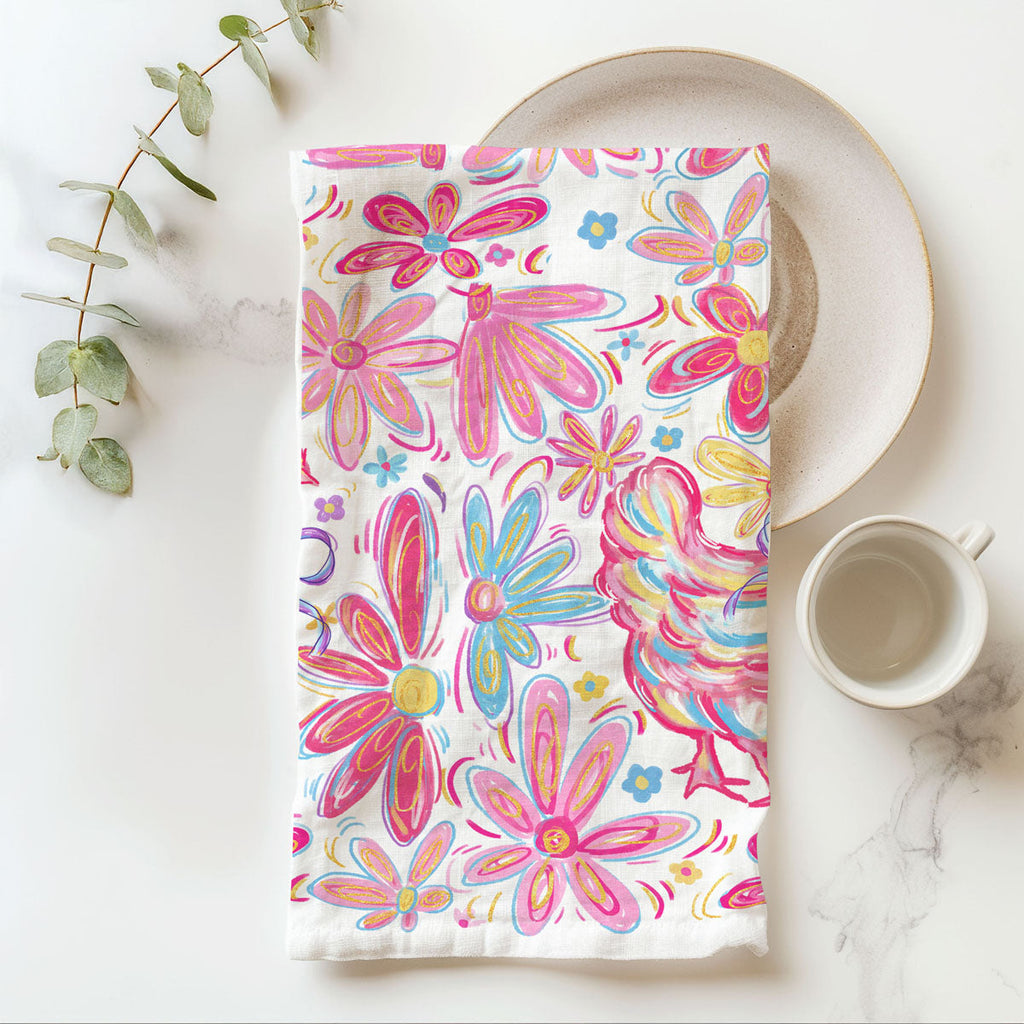 Floral Boho Chicken Towel
