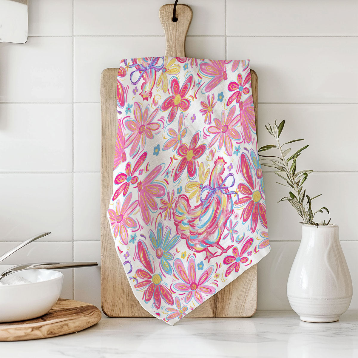 Floral Boho Chicken Towel