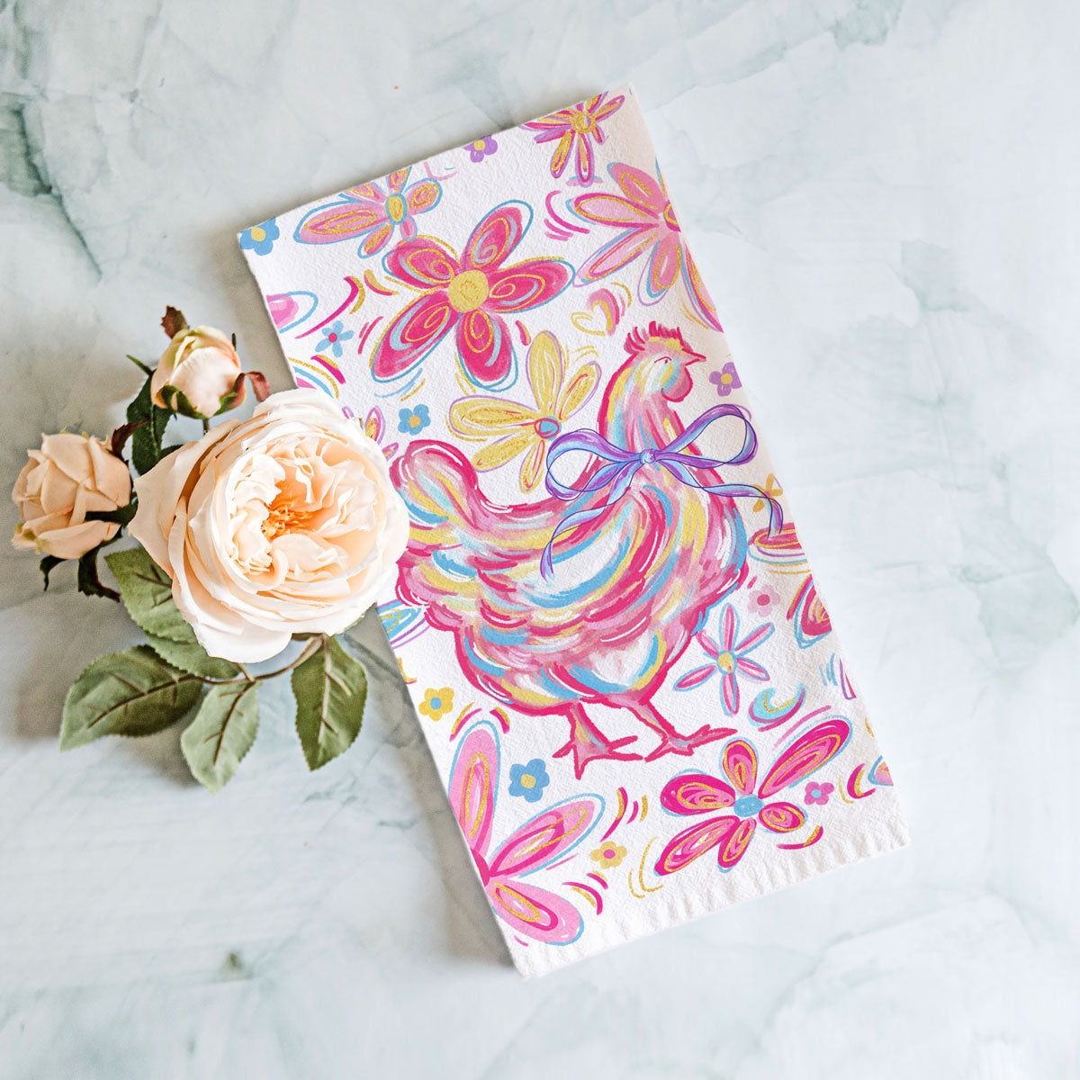 Floral Boho Chicken Towel