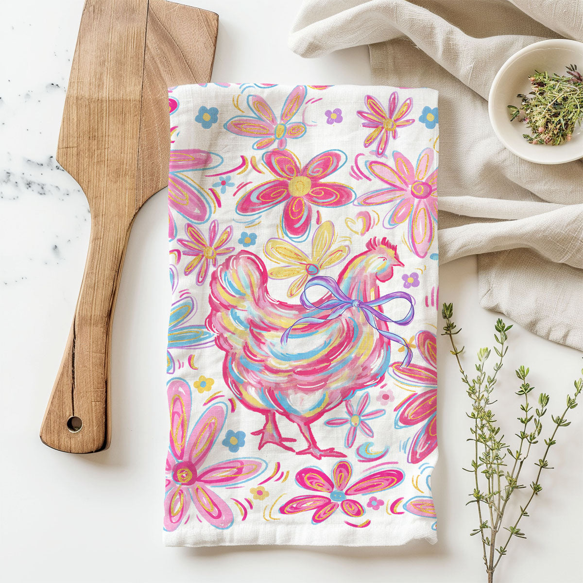 Floral Boho Chicken Towel