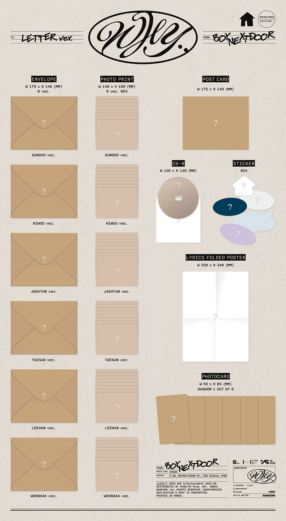 BoyNextDoor 1st Ep Album - Why.. (Letter Ver.)