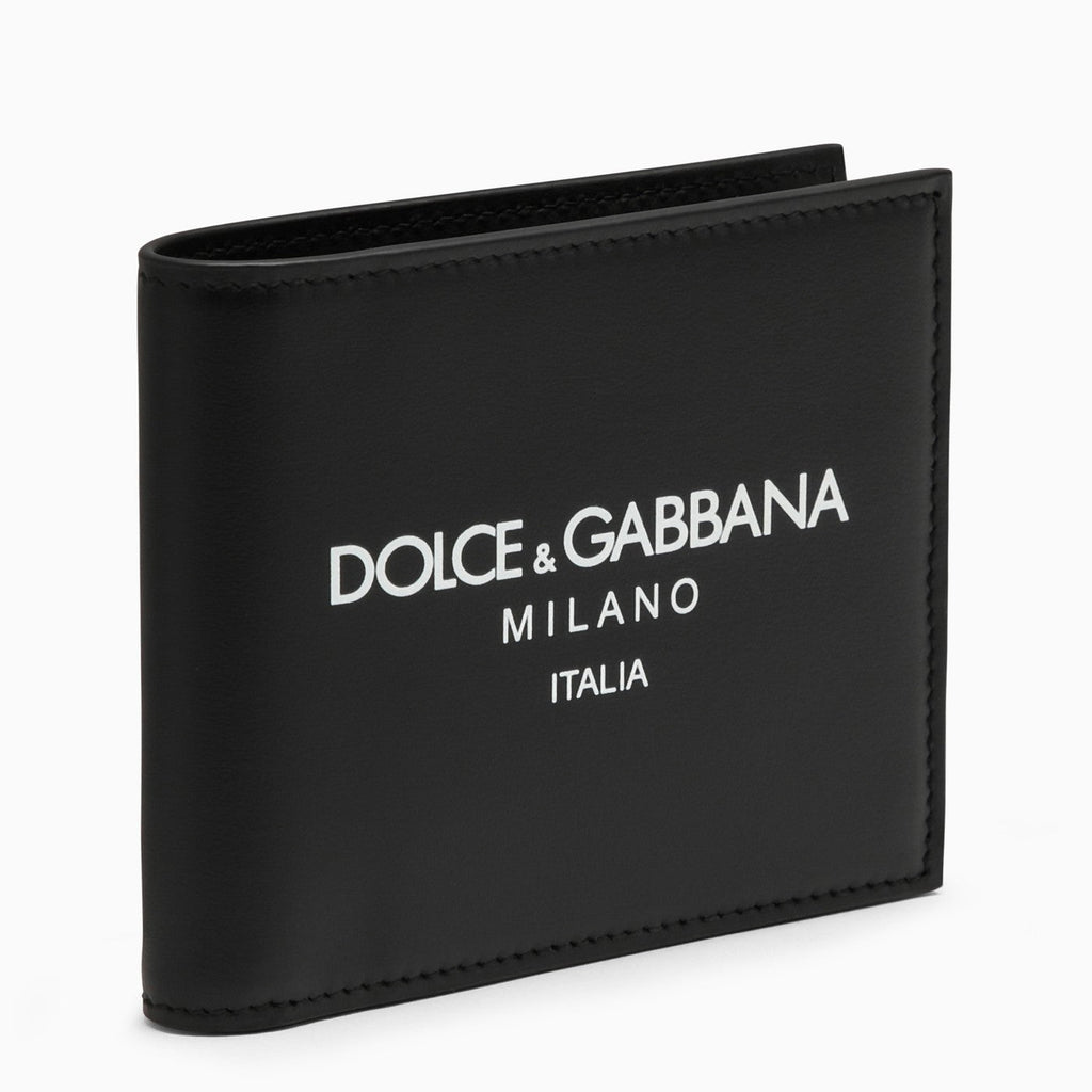 Dolce&Gabbana Black Leather Bi Fold Wallet With Logo