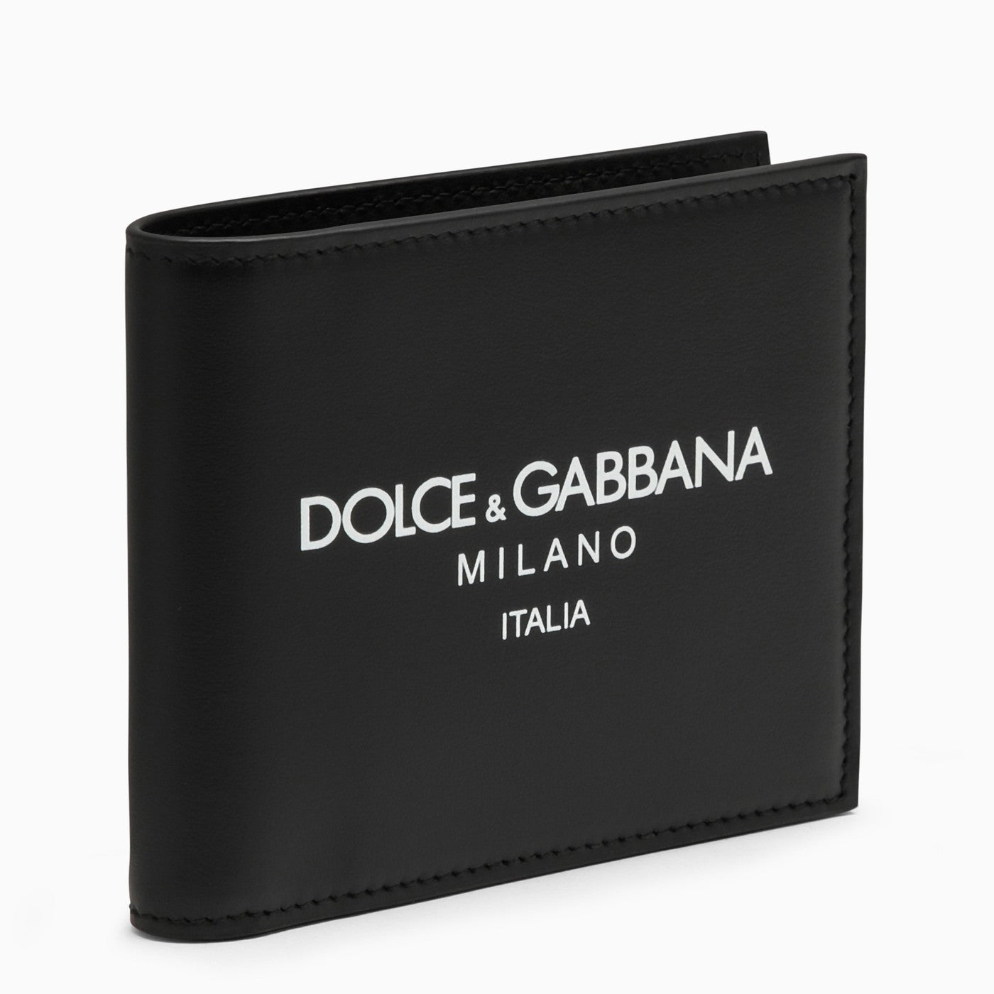 Dolce&Gabbana Black Leather Bi Fold Wallet With Logo