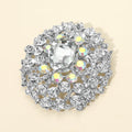 Oval Center Stone Accent Rhinestone Embellished Statement Pin Brooch