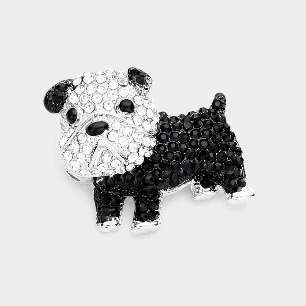 Rhinestone Bulldog Pin Brooch