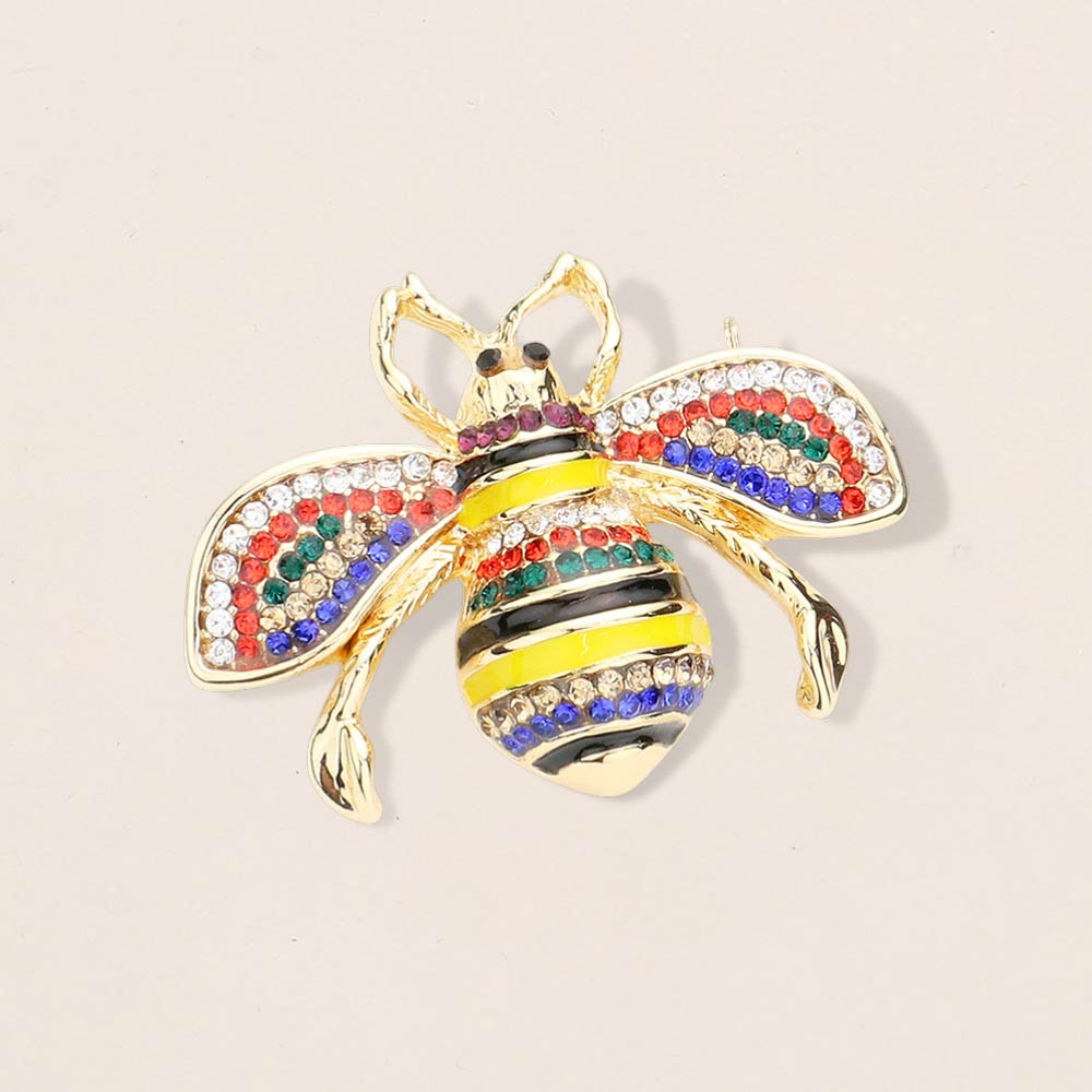 Crystal Paved Honey Bee Pin Brooch