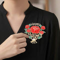HAPPY MOTHERS DAY Rose Bouquet Pin Brooch