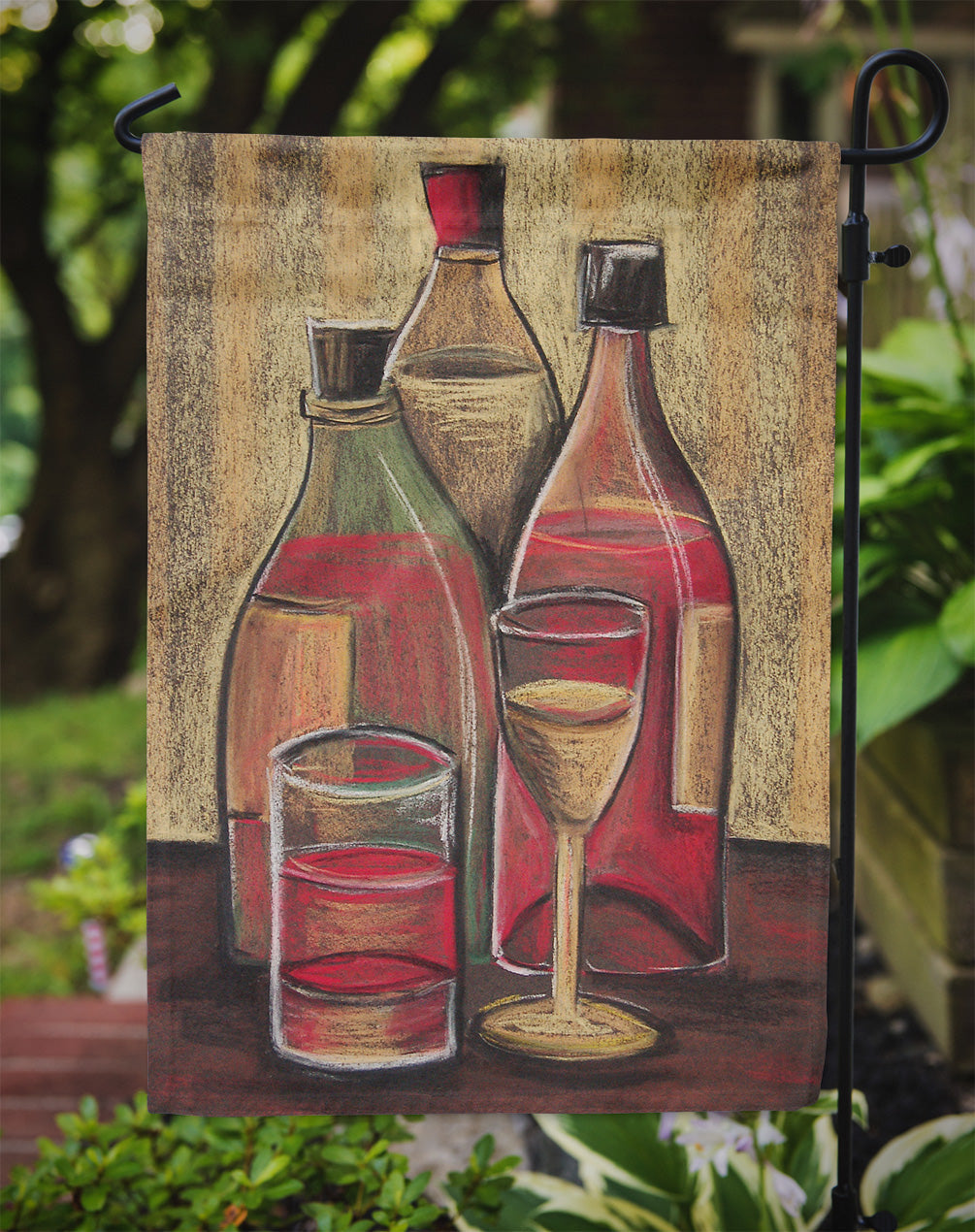 Bottles and Glasses Wine Garden Flag Mailbox Decorative Yard Banner Outside Patio Artwork for Flower Beds, Garden Size, Multicolor