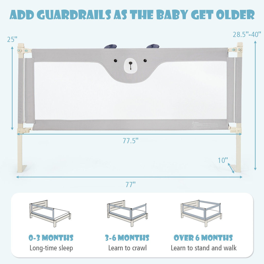 Vertical Lifting Baby Bedrail Guard with Double Safety Child Lock