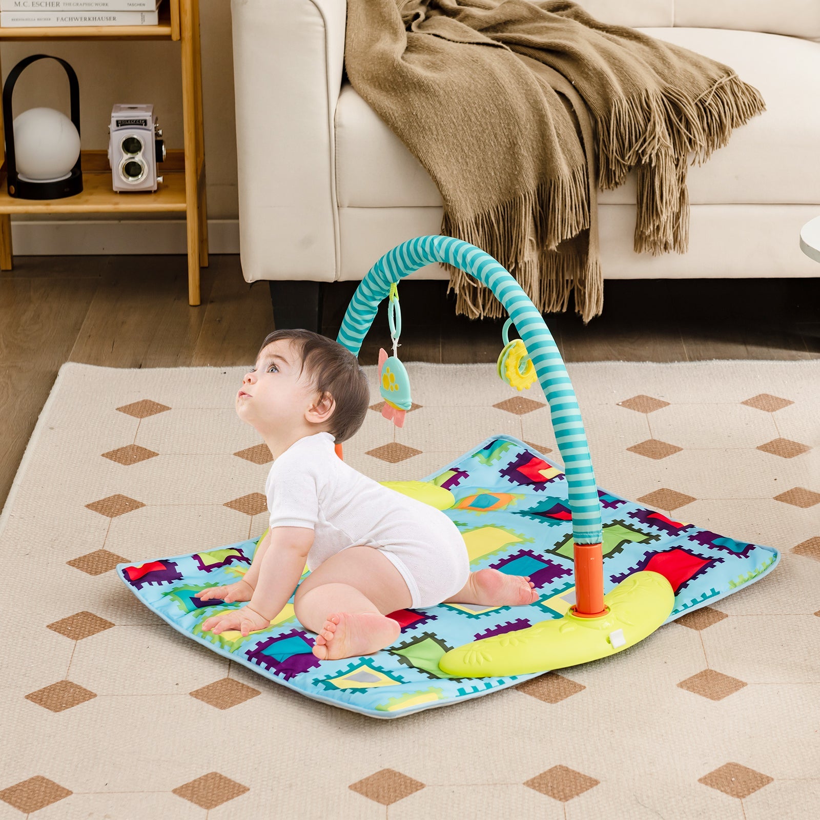 4-in-1 Baby Bouncer Activity Center with 3 Adjustable Heights-Green