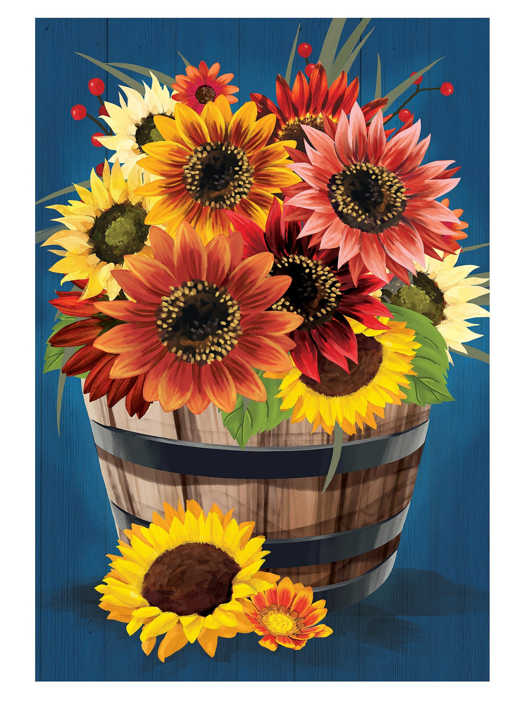 Barrel of Blooms 2 Sided Garden Flag