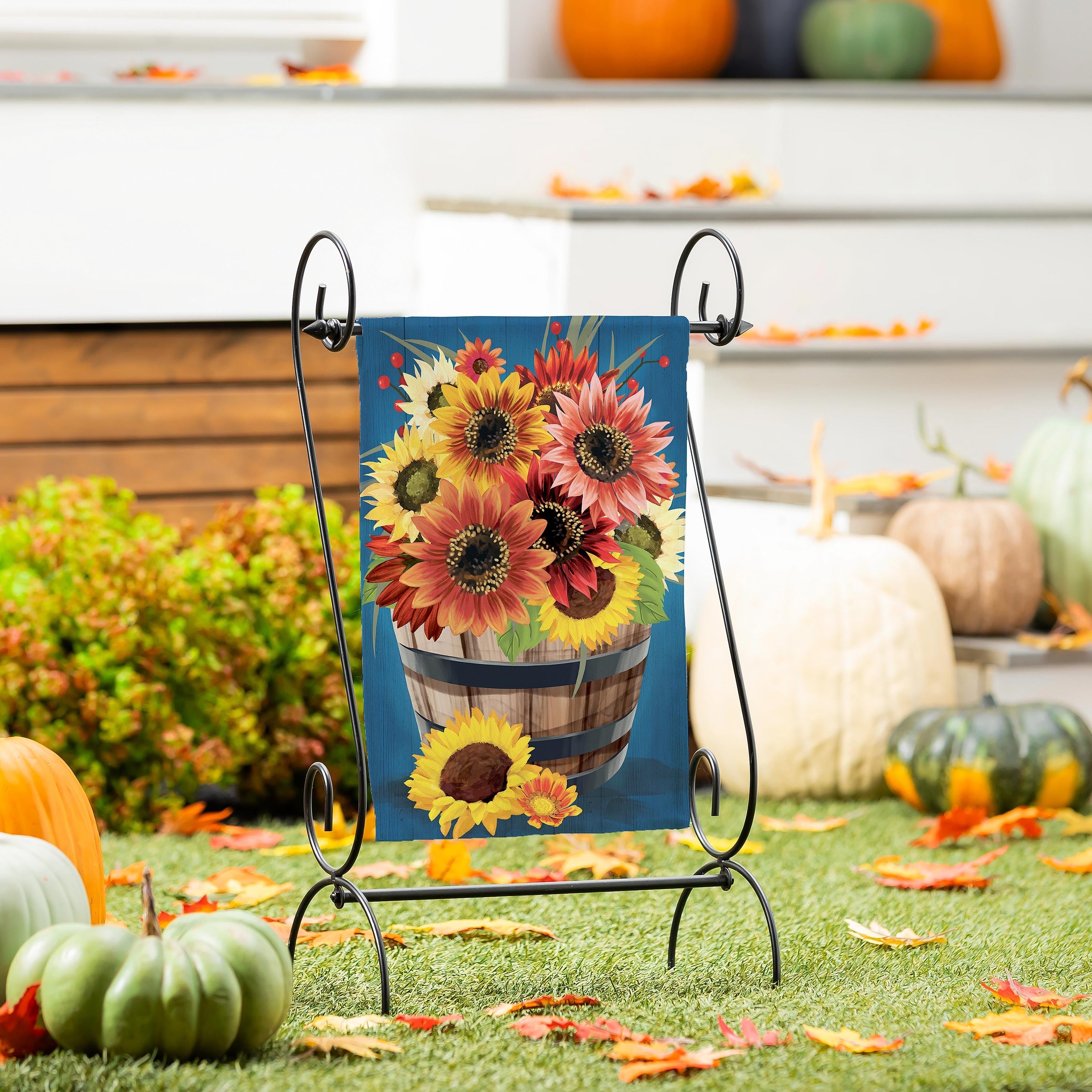 Barrel of Blooms 2 Sided Garden Flag