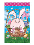Basket Bunny 2 Sided Applique Garden Flag