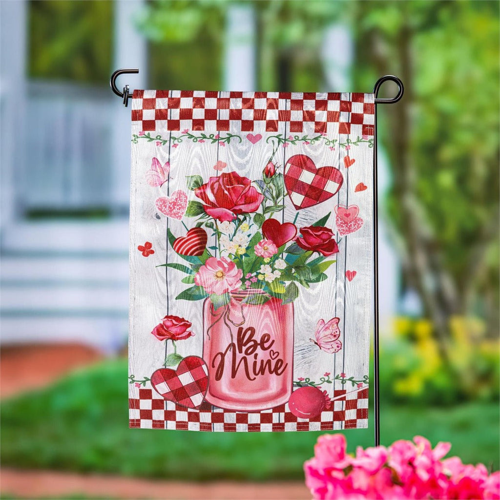 Be Mine Mason Jar 2 Sided Garden Flag