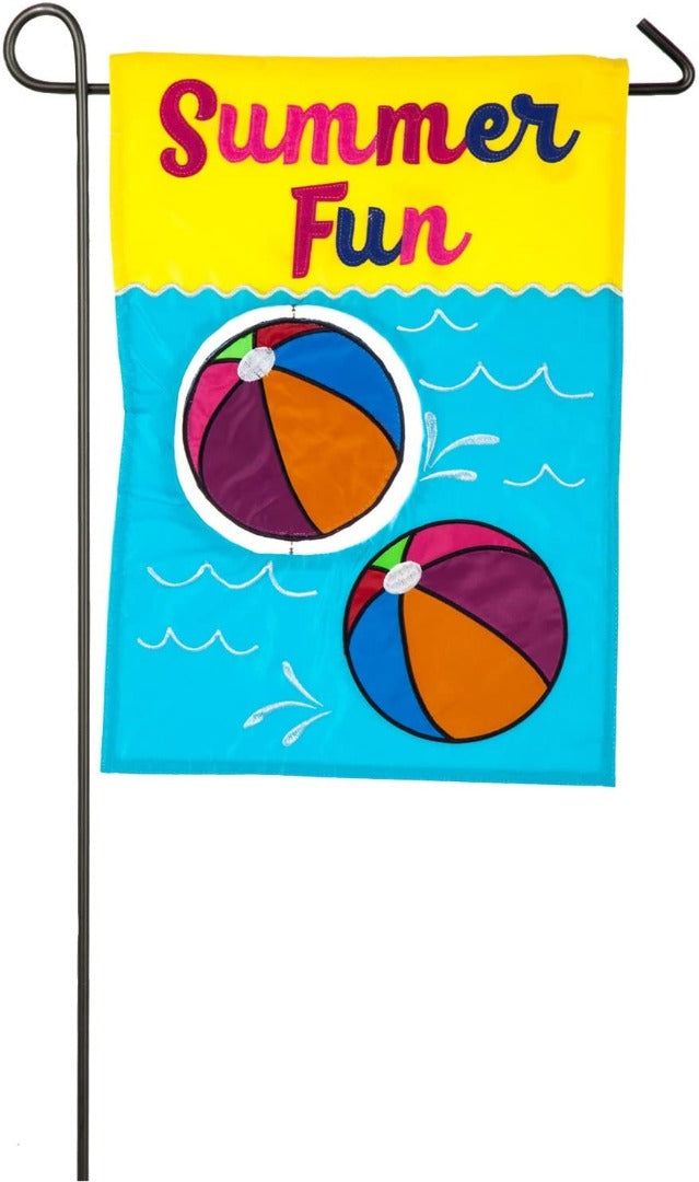 Beach Balls Garden Flag 2 Sided Applique Pool