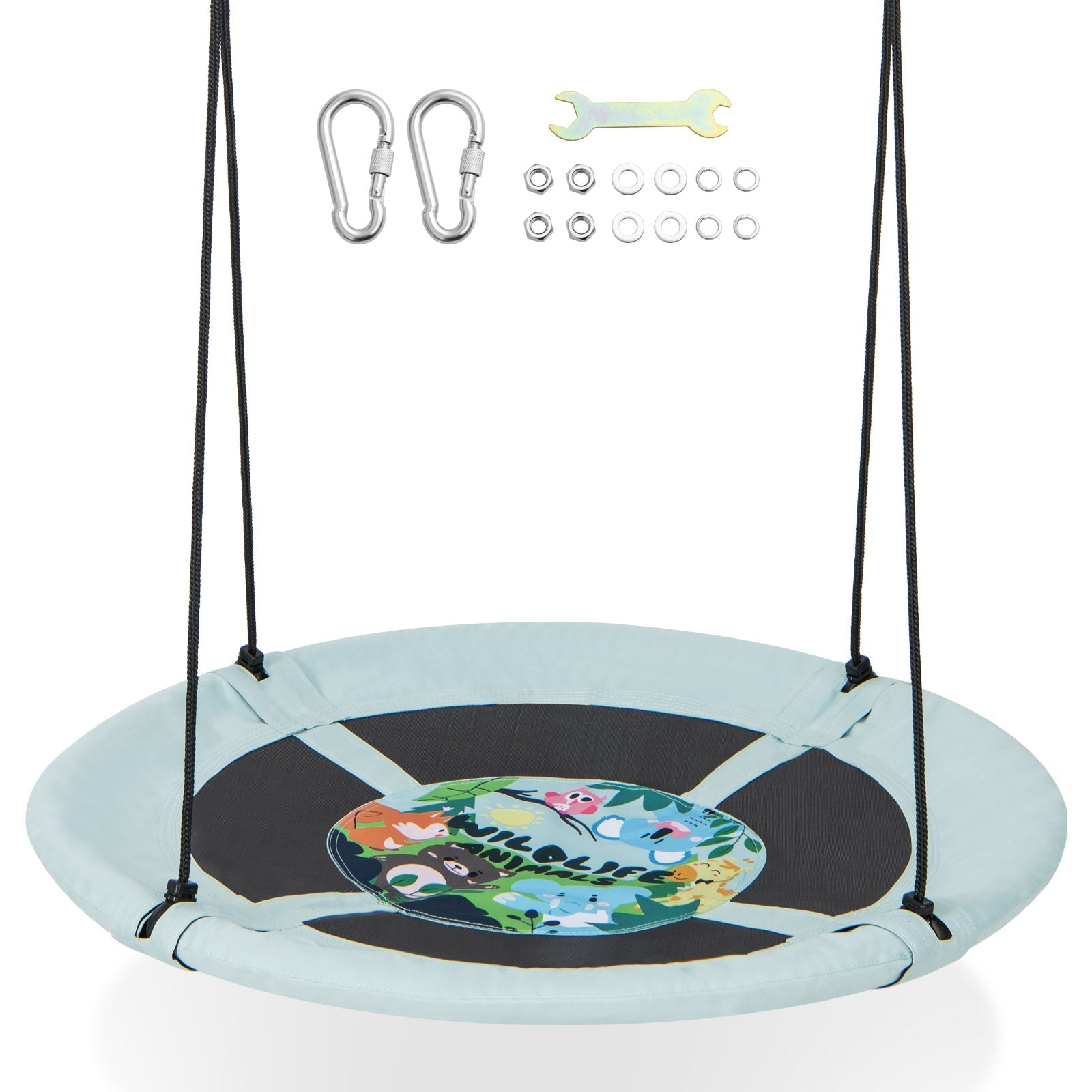 40 Inches Saucer Tree Swing with Adjustable Hanging Ropes and 900D Oxford Fabric