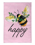 Bee Happy Pink 2 Sided Garden Flag