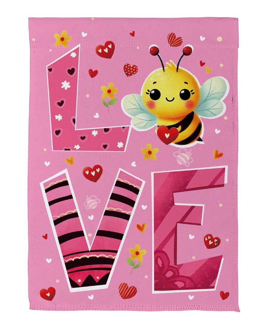 Bee Loved 2 Sided Valentine Garden Flag