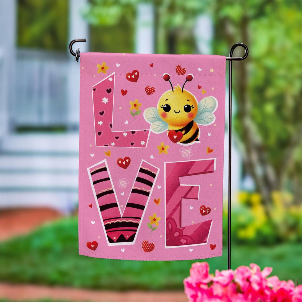 Bee Loved 2 Sided Valentine Garden Flag