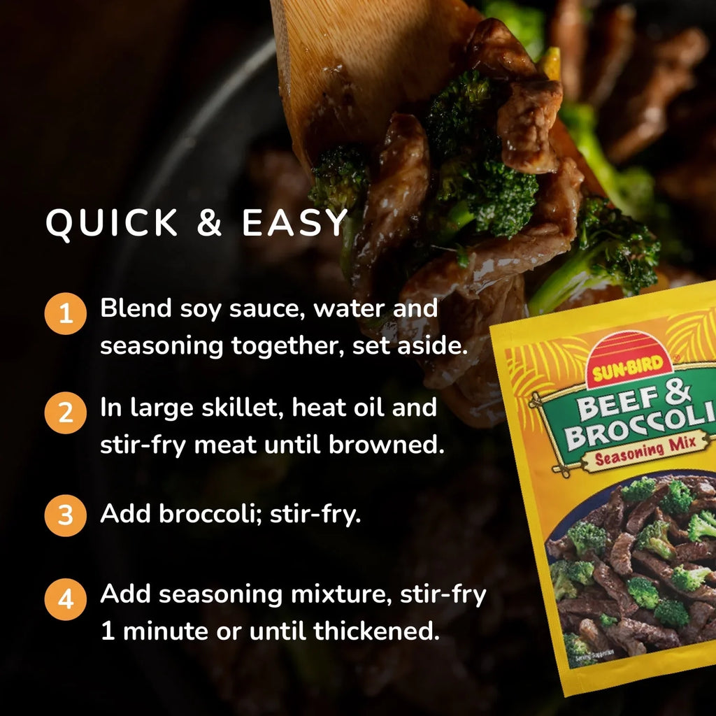 Sunbird Beef & Broccoli Seasoning Mix, 1 oz, Case of 24
