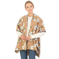 Floral Pattern Wool Blended Winter Kimono Poncho