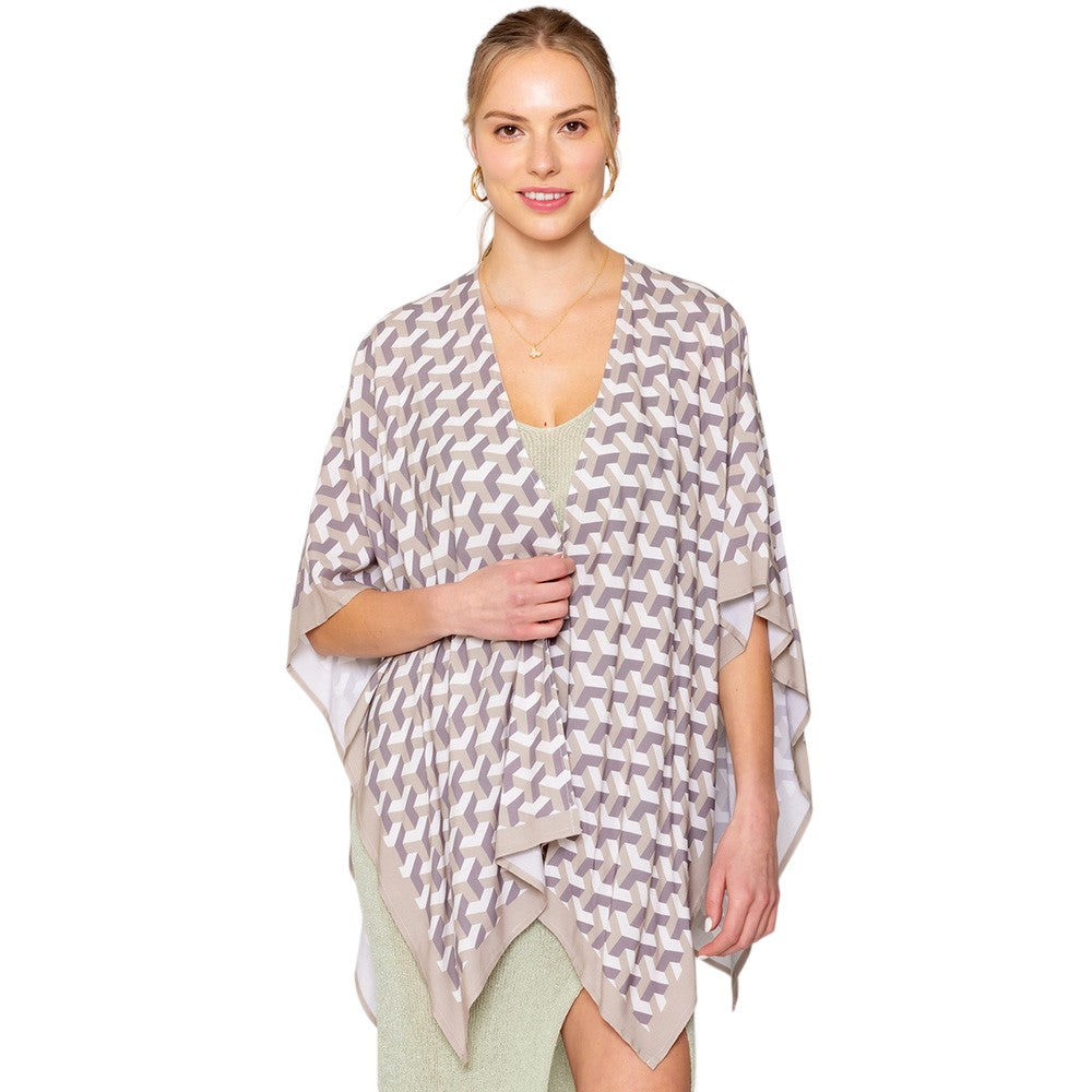 Geometric Pattern Print Ruana Poncho