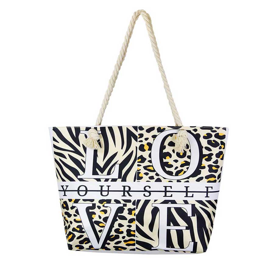 Love Yourself Animal Pattern Beach Bag