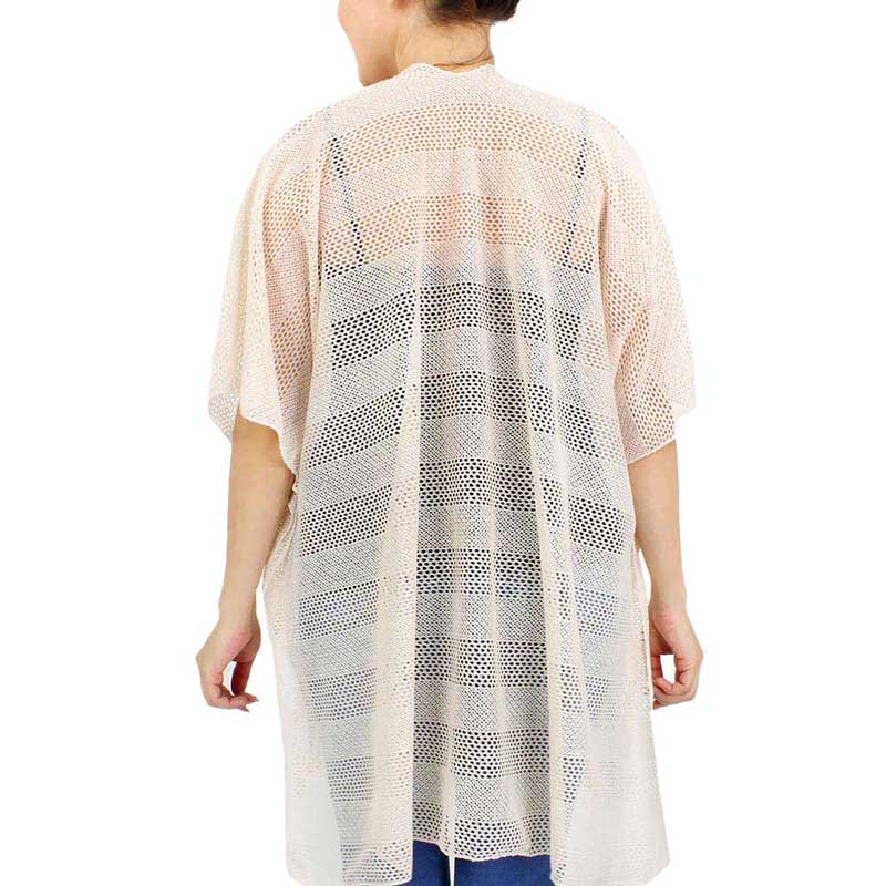 Striped Net Cover Up Kimono Poncho