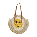 Smile Pointed Color Block Straw Round Shoulder Bag