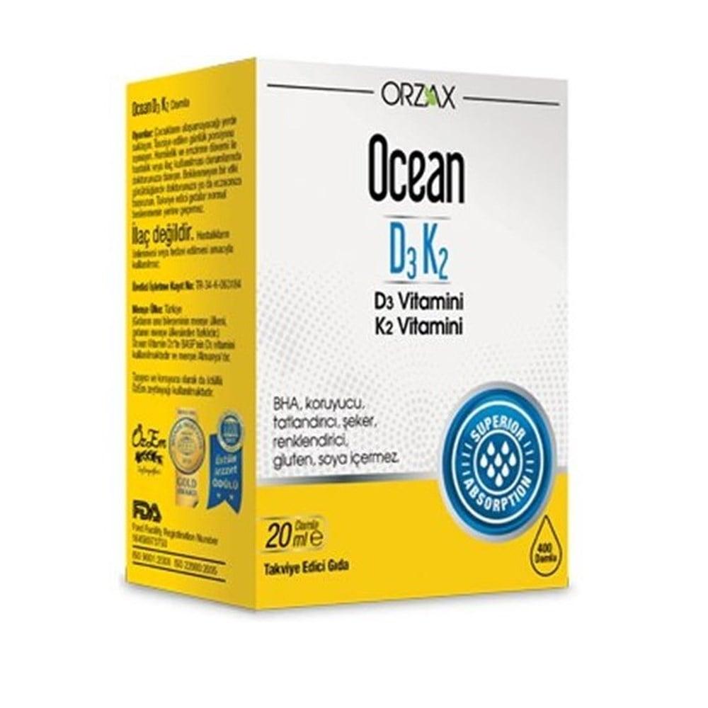 Ocean Nutrition Vitamin D3 K2 Oral Drops 20ml - Bone Health & Immune Support Supplement