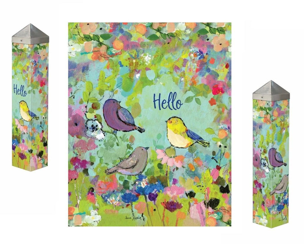 Bird Hello Art Pole 20 Inches Tall