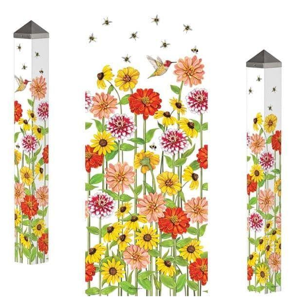 Birds and Bees Art Pole 40 Inches Tall Sunflowers