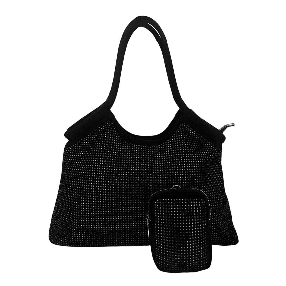 2Pcs Bling Shoulder Bag and Mini Pouch Bag Set