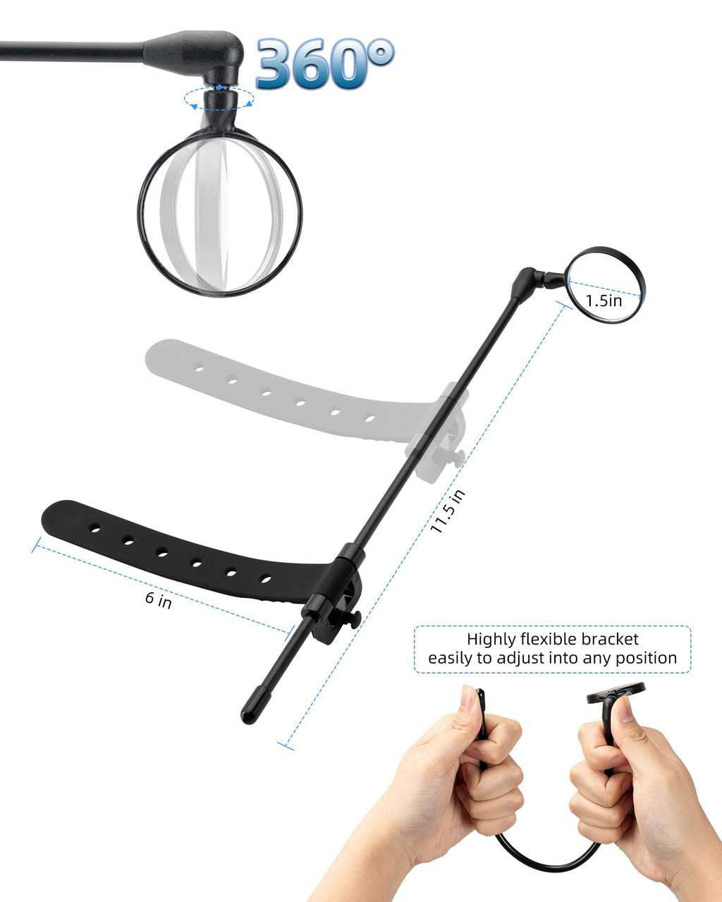 ROCKBROS Bike Helmet Mirror Detachable Fixing Way ycling Mirror