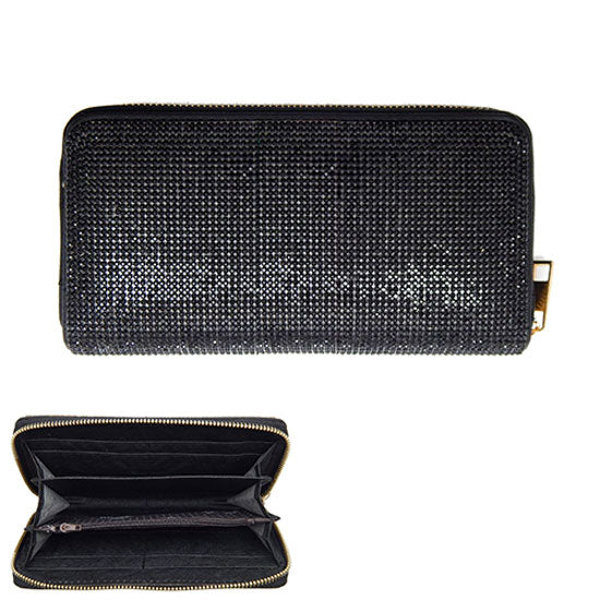 Crystal Rhinestone Pave Zipper Wallet