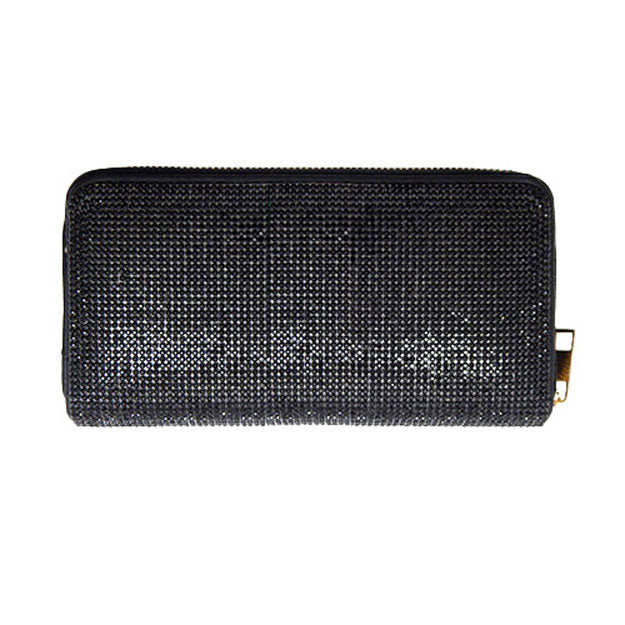 Crystal Rhinestone Pave Zipper Wallet