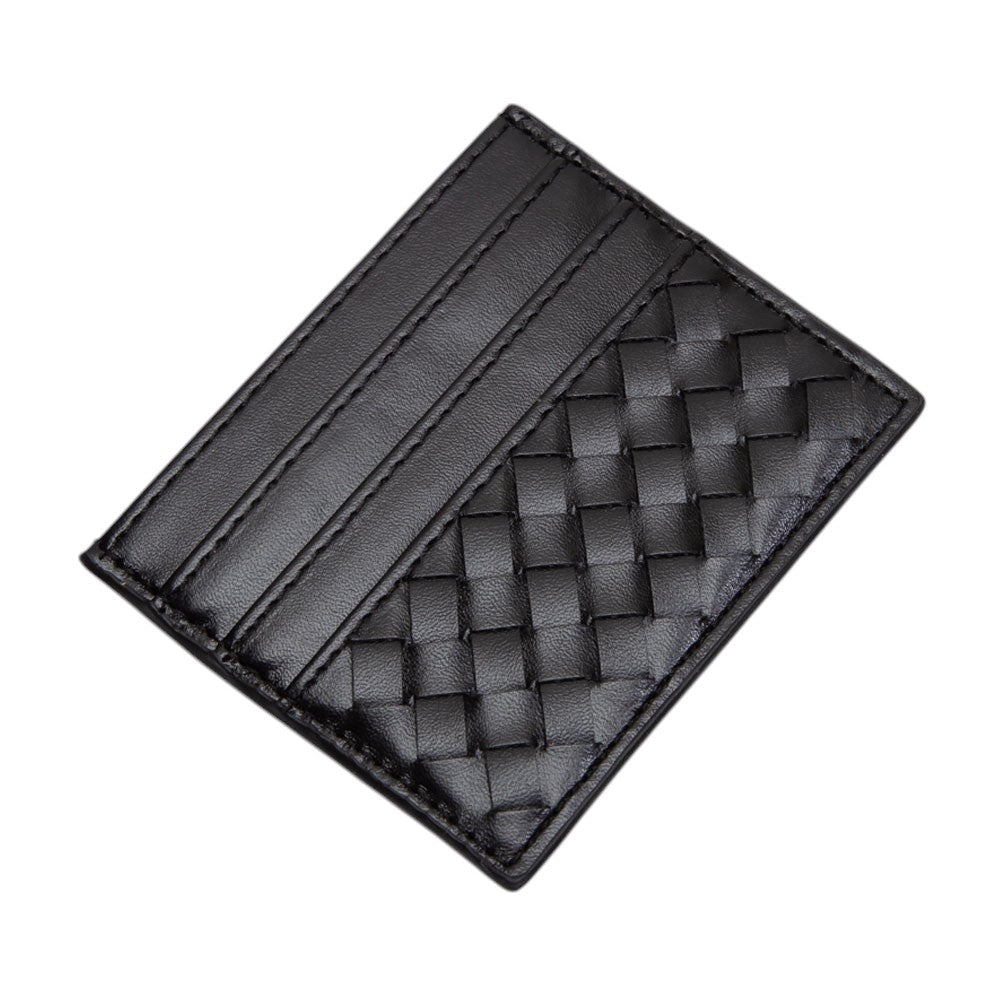 Faux Leather Basket Weave Card Holder Wallet