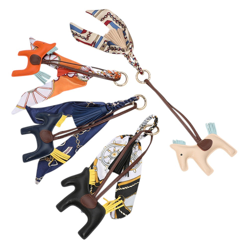 Faux Leather Horse Tassel Scarf Bag Charm