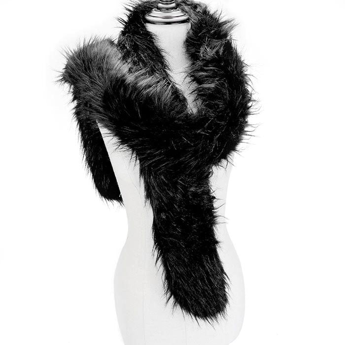 Long Faux Furry Layover Scarf