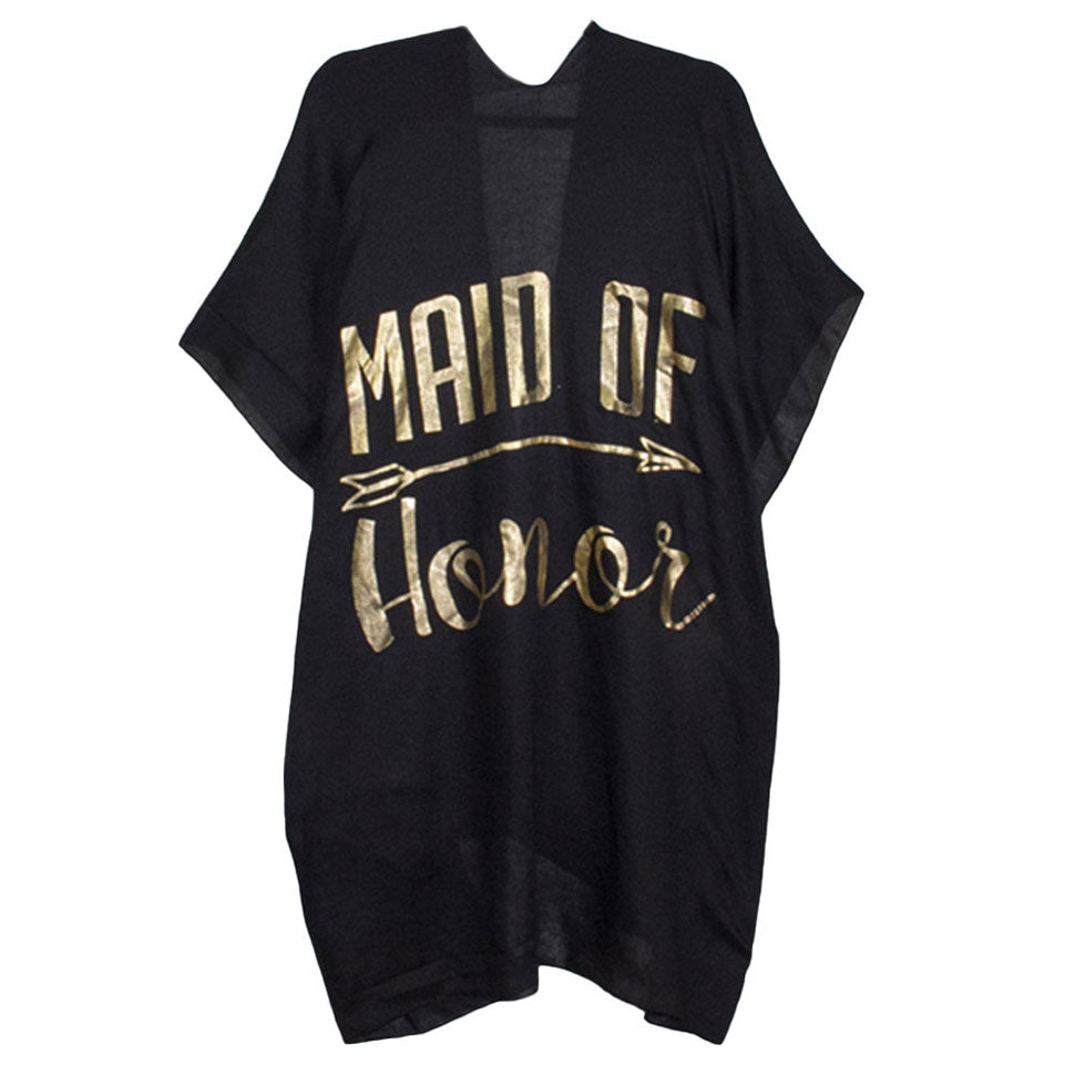Maid of Honor Solid Lettering Cover Up Poncho