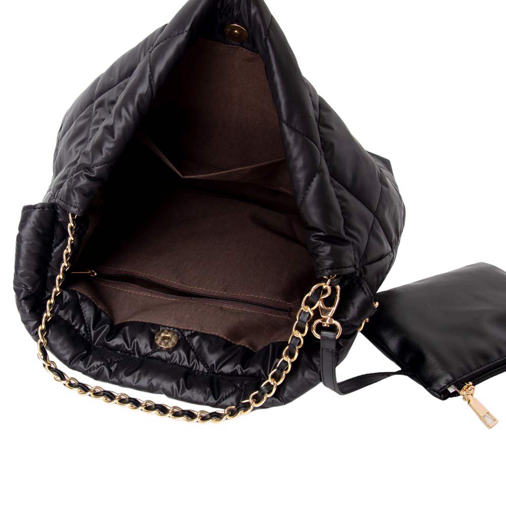 Padded Adjustable Metal Strap Shoulder Bag