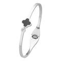 Quatrefoil Pointed Stainless Steel Hinged Bangle Bracelet