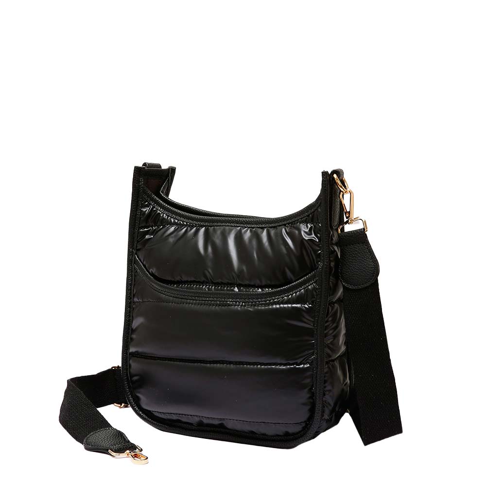 Solid Quilted Shiny Puffer Mini Crossbody Bag