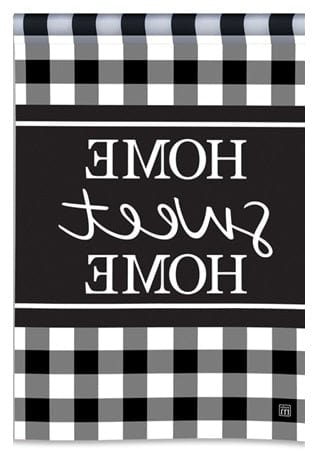 Black & White Check Garden Flag Home Sweet Home