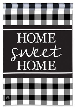 Black & White Check Garden Flag Home Sweet Home